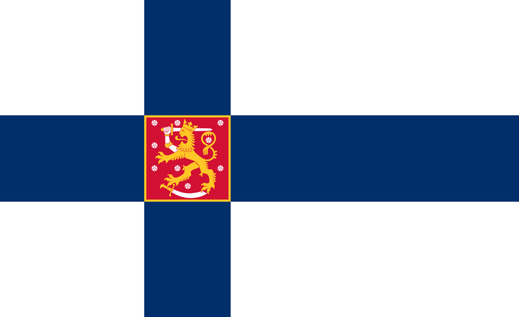Флаг Финляндии с гербом, фото