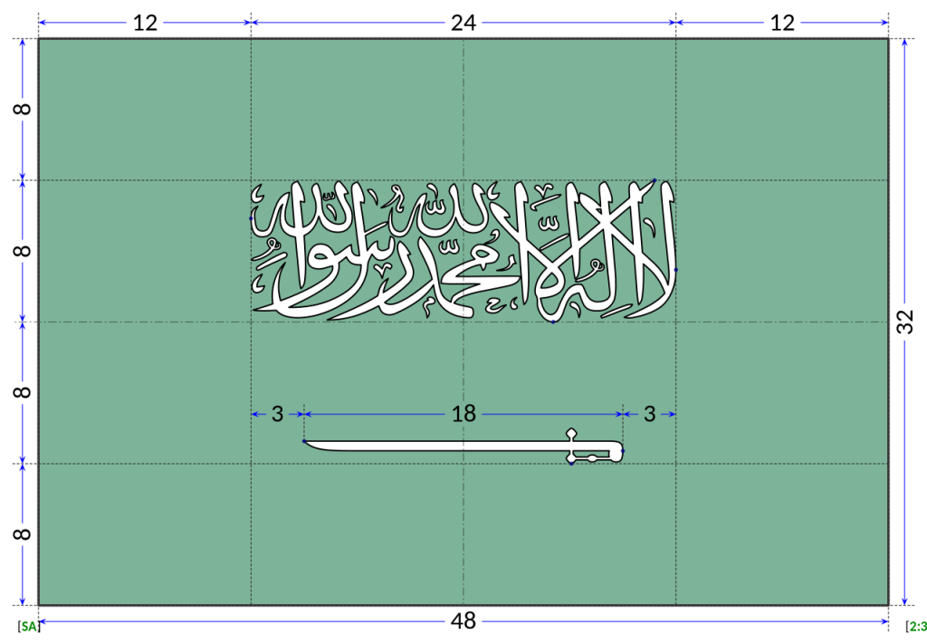 Построение флага Саудовской Аравии, фото